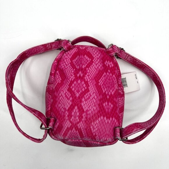 Betsey Johnson Kitsch Cat Mini Backpack Pink Snakeskin Floral‎ Interior